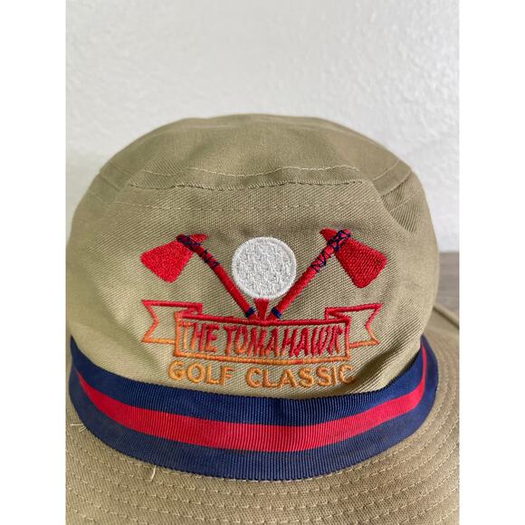 Town Talk Golf Classic Bucket Hat Khaki Red Stripe Made in USA One Size - Picture 2 of 12